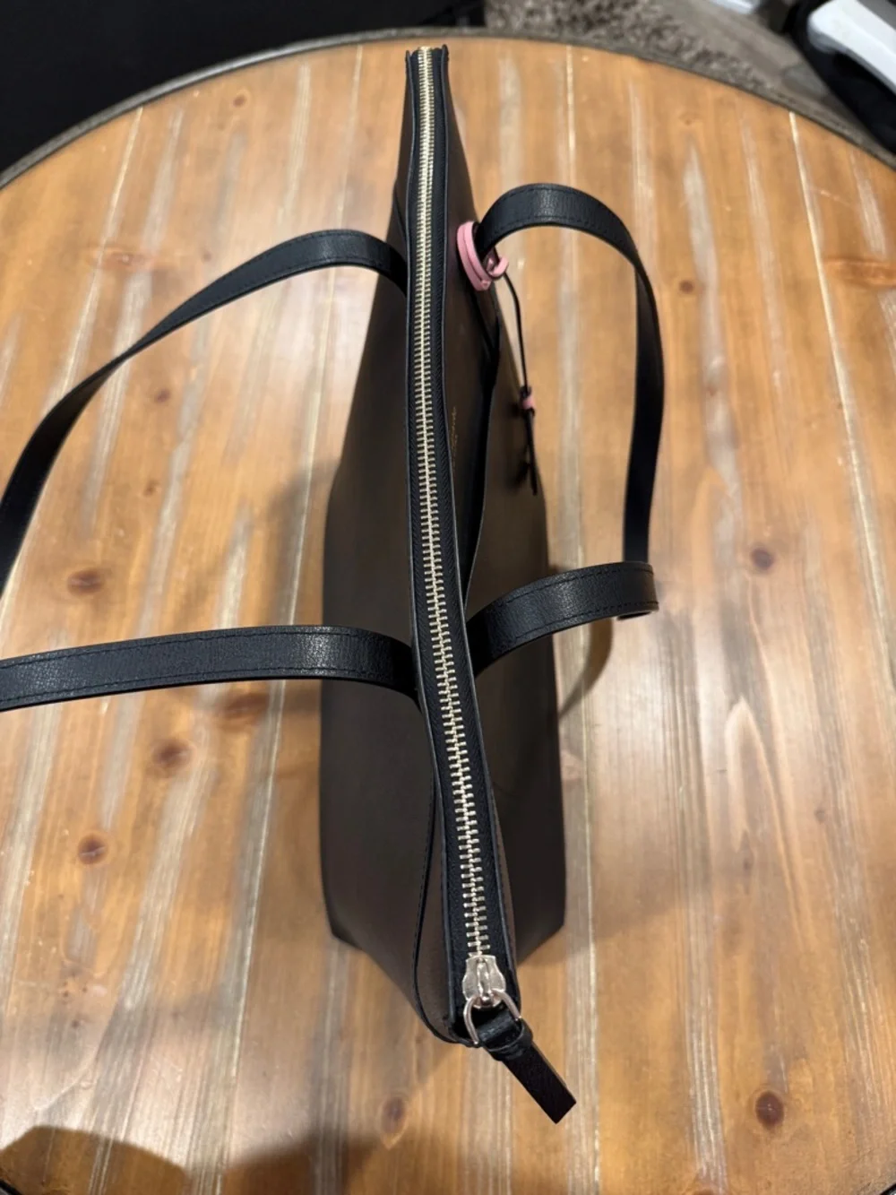 Kate Spade Patrice Black Leather Zipper Closure Shoulder Tote Purse Bag Charm